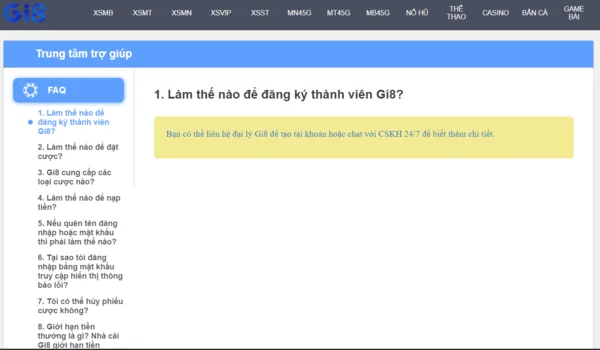 Câu hỏi thường gặp tại Gi8 - đăng ký thành viên như thế nào?