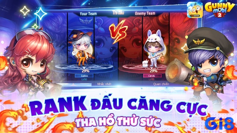 Các trận đấu kịch tính và hấp dẫn tạo nên sức cuốn hút của game Gunny Mobi